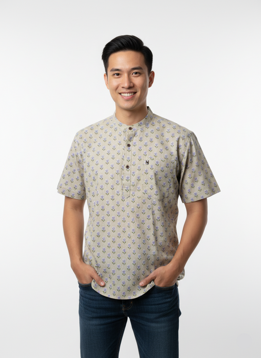 Half Sleeve Round Collar Shirt