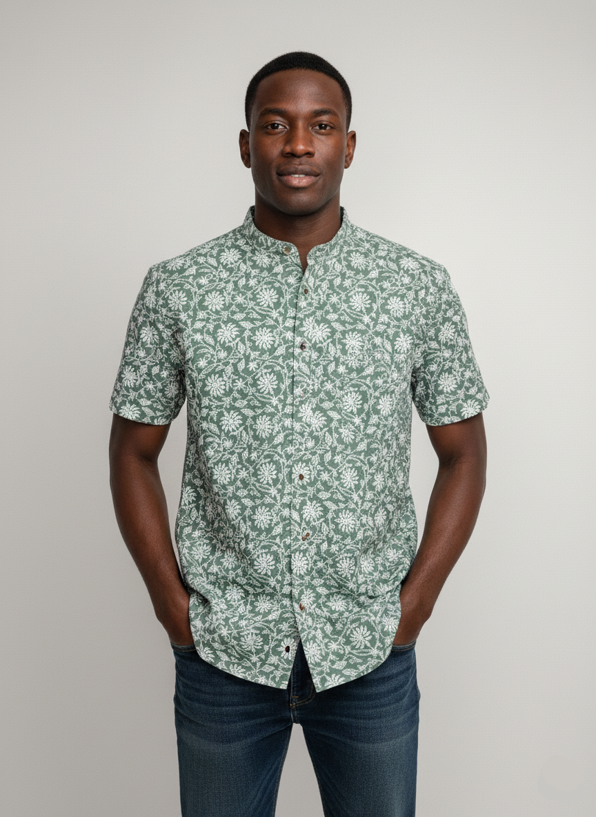 Half Sleeve Round Collar Shirt