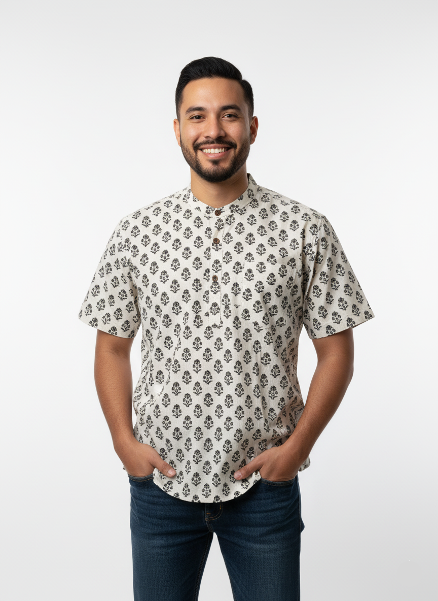 Half Sleeve Round Collar Shirt