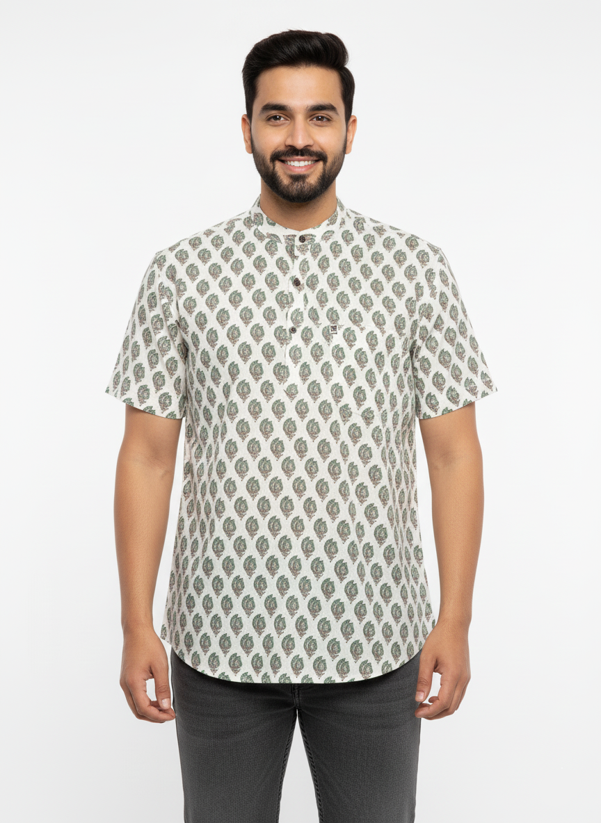 Half Sleeve Round Collar Shirt