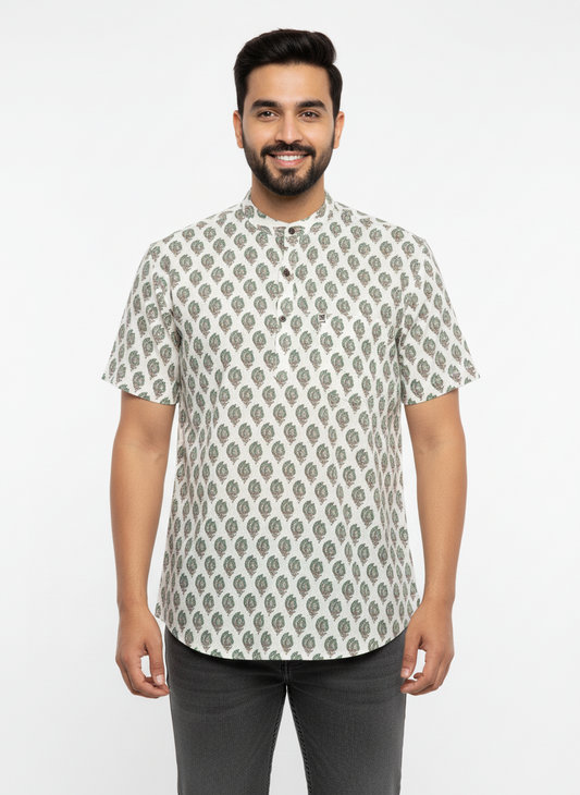 Half Sleeve Round Collar Shirt